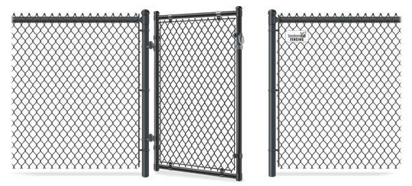 Chain Link gate in open position
