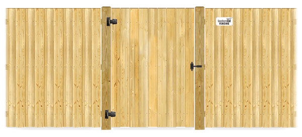 Wood gate in closed position